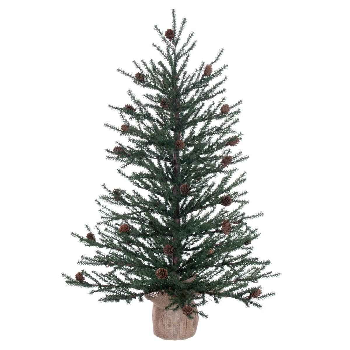 Vickerman front view of 30 inch caramel pine showing full compact silhouette and rustic charm