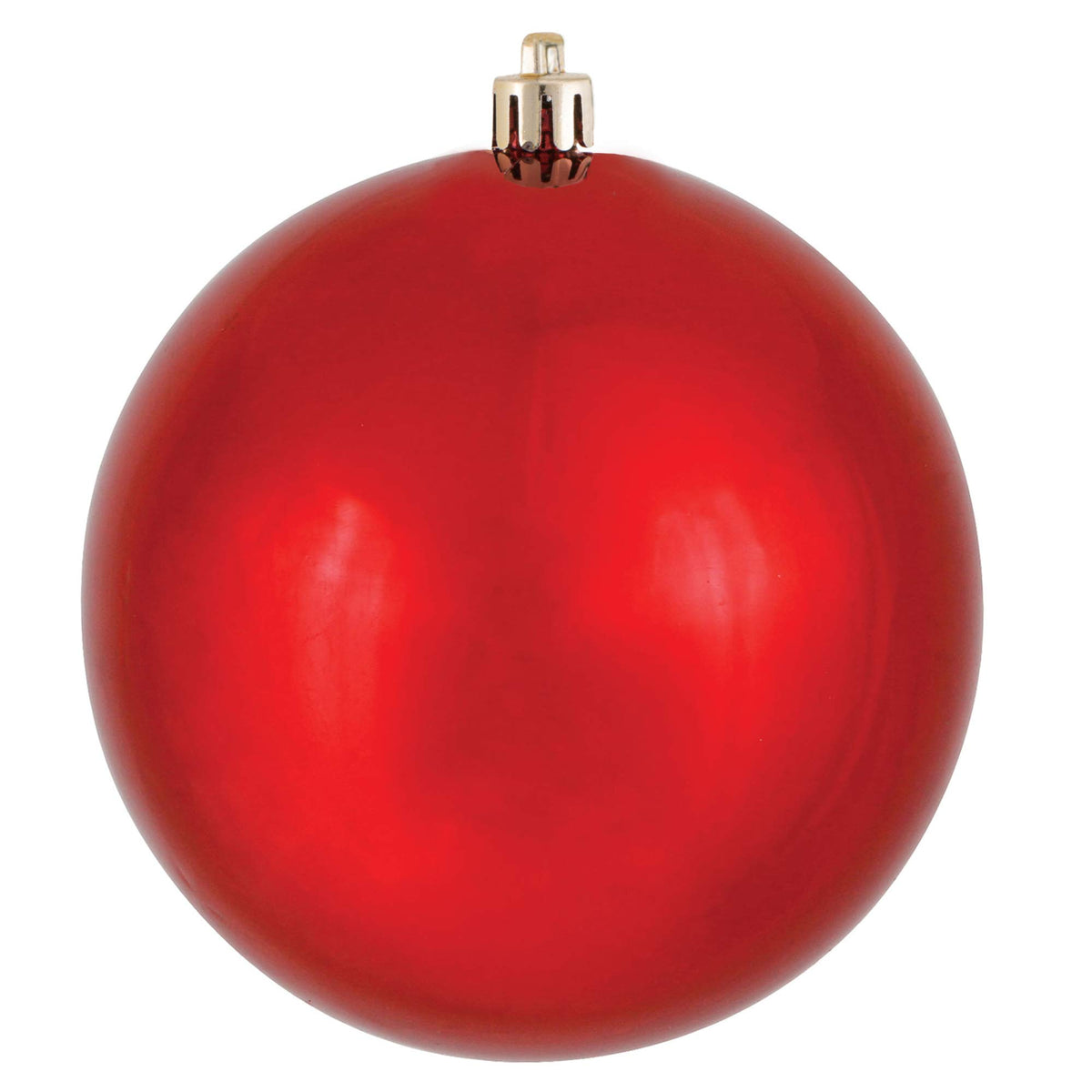 Vickerman front packaging showing six red shiny ornaments and ready-to-hang benefit