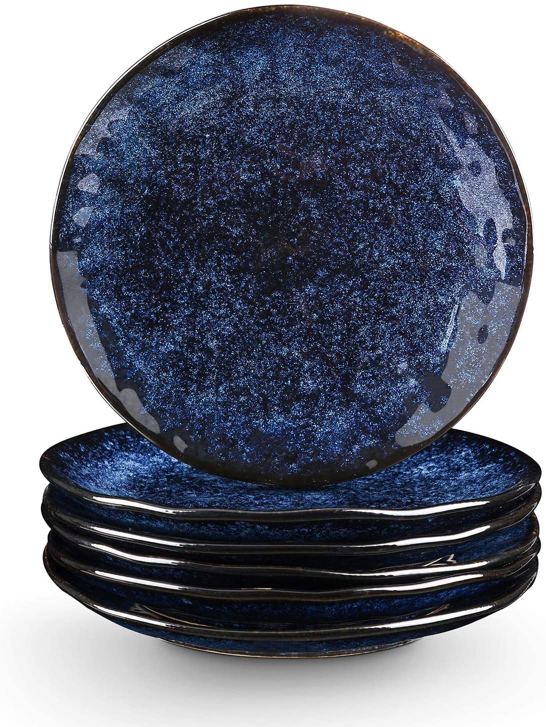 vicrays front view blue set showing six plates and elegant presentation