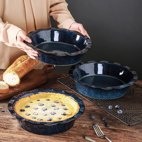 vicrays pie plated in dish on table demonstrating attractive serving appeal
