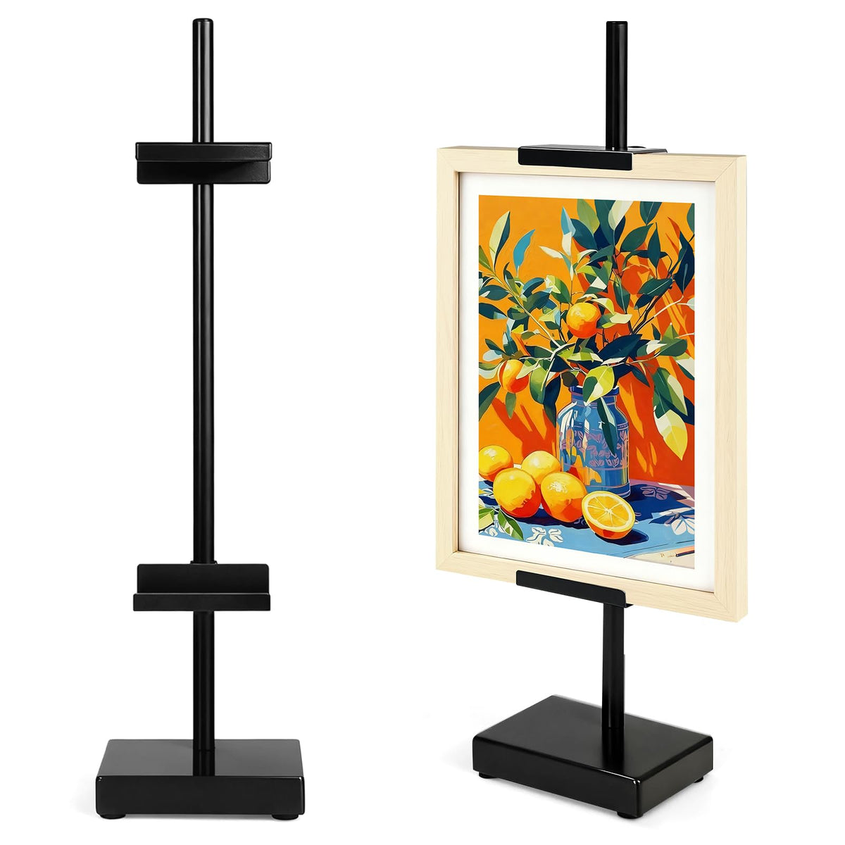 Victawks front view easel with black frame showing clean display benefit