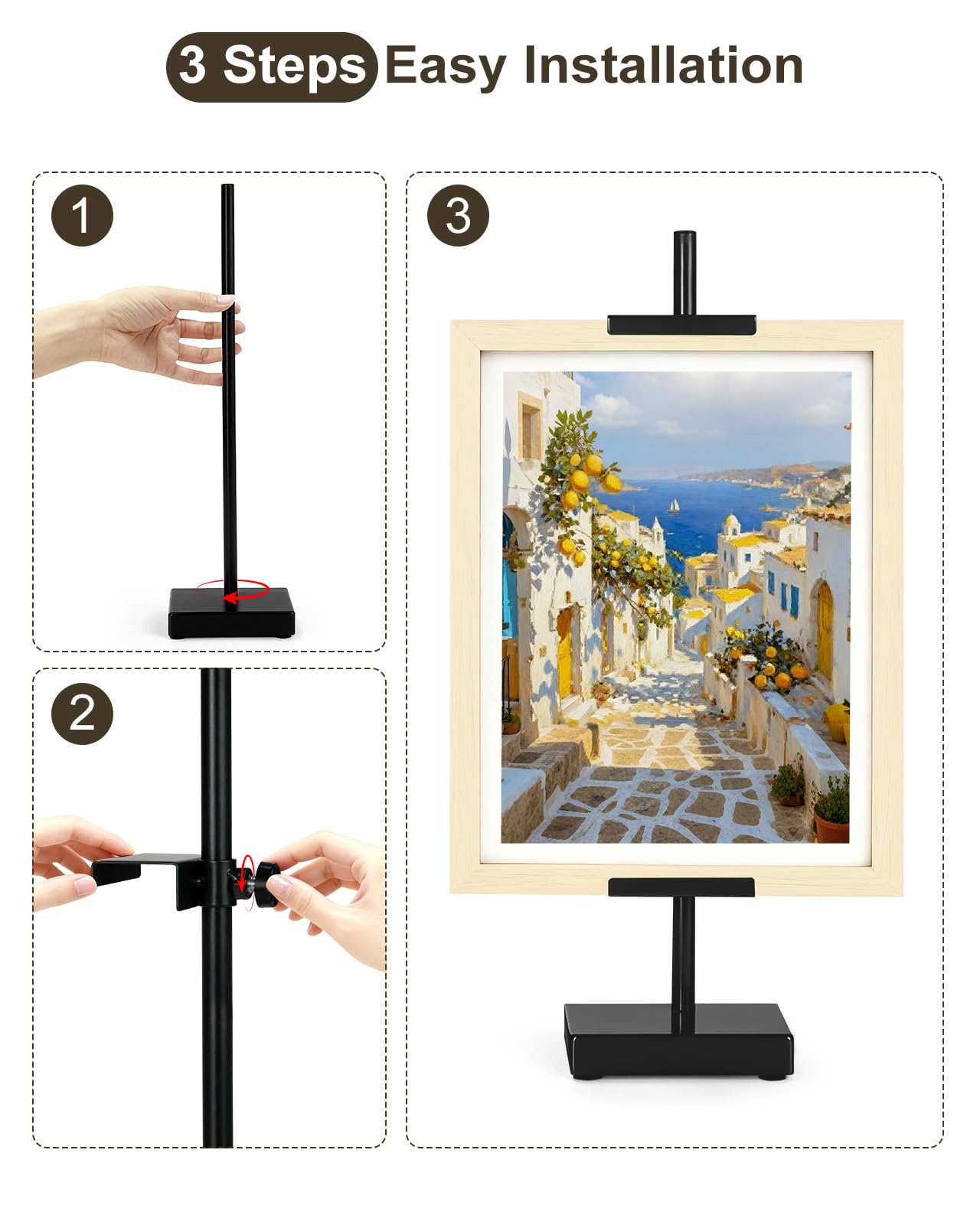 Victawks easel on desk showing stylish display and easy visibility