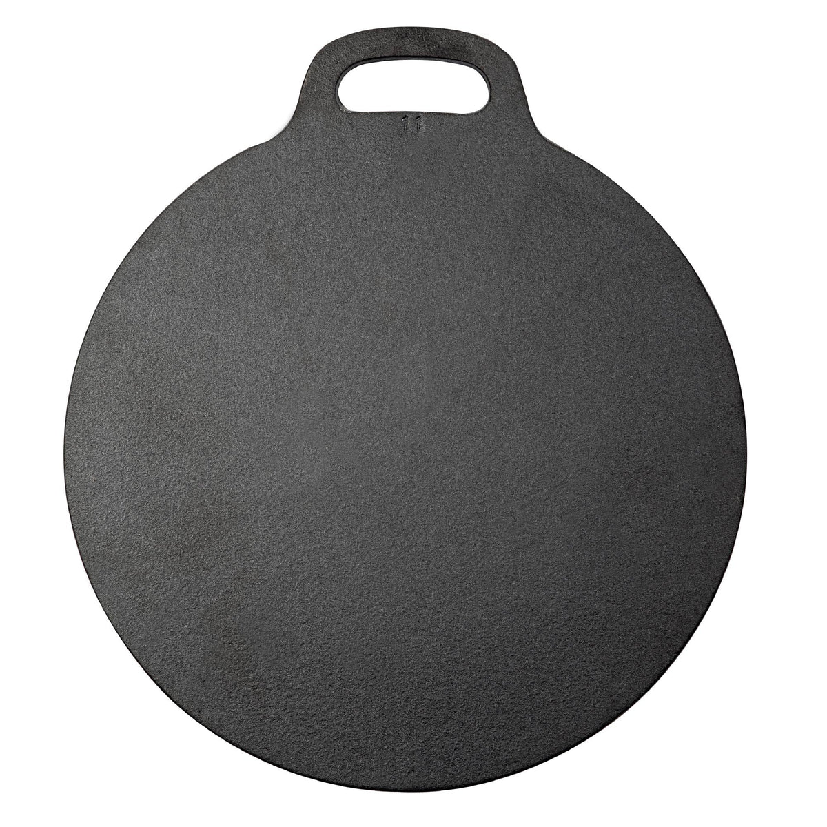 Victoria 15-inch tawa front view showing flat cooking surface and loop handle for stability