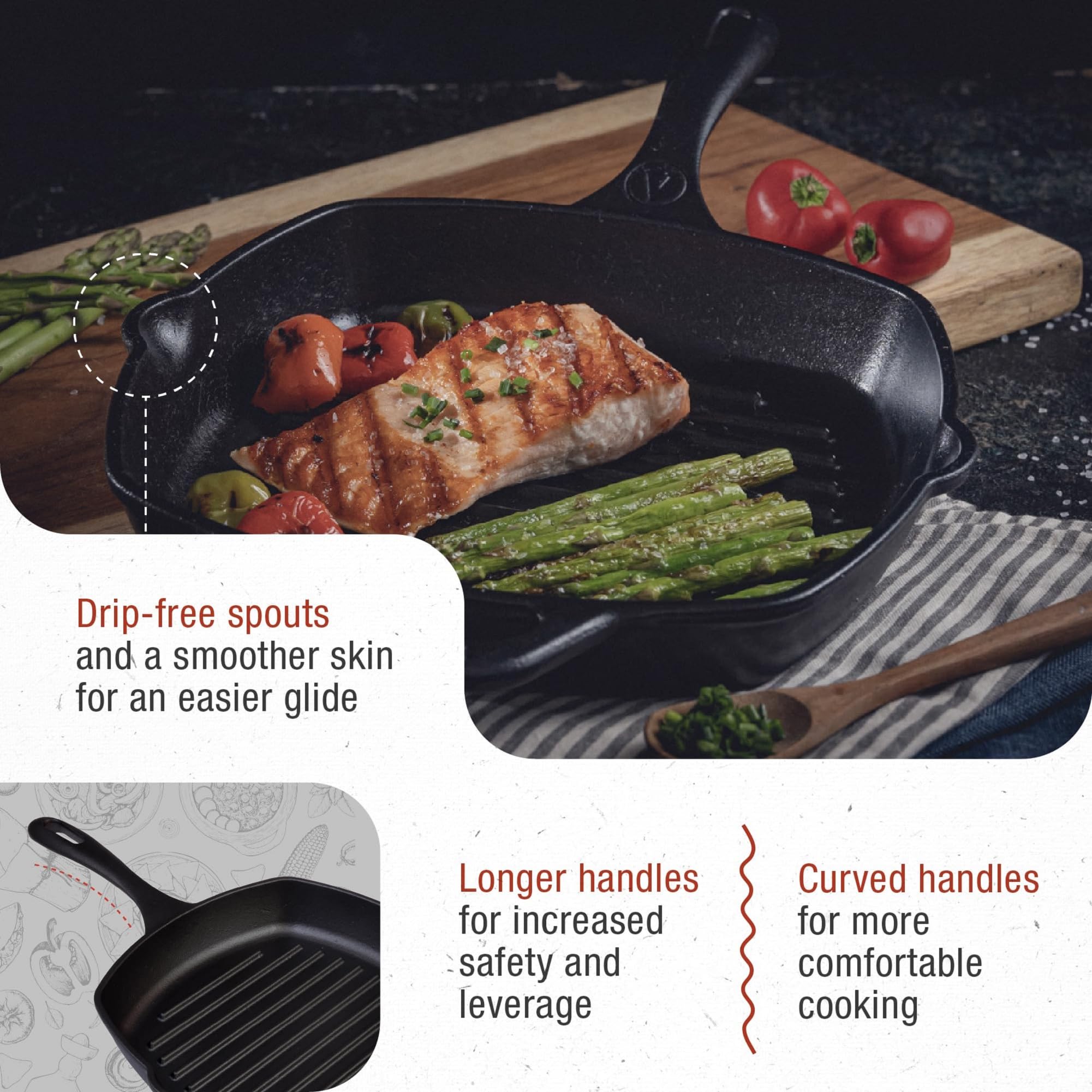 Victoria size comparison with utensils showing 10-inch scale and serving convenience