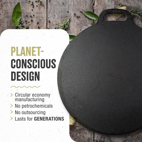 Victoria tawa on grill with pizza cooking, Victoria pan enables high-heat outdoor baking