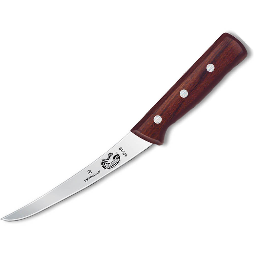 Victorinox 6" boning knife front view maple handle shows comfort and precise control