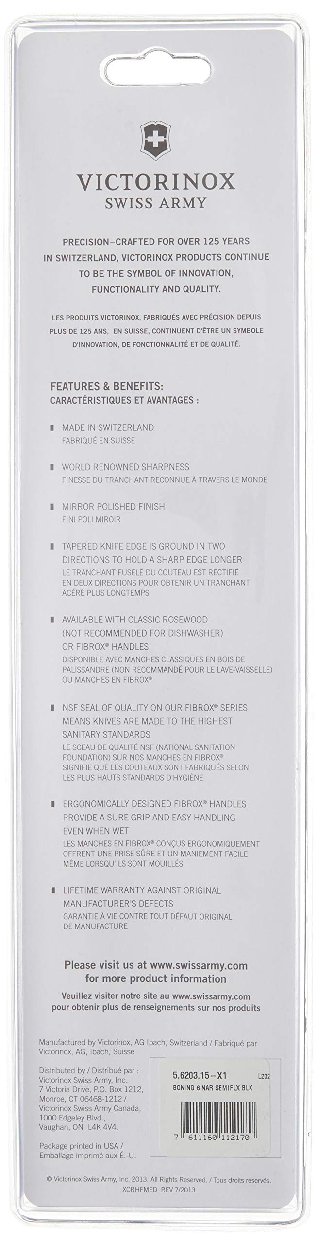 Victorinox Fibrox Pro handle close-up highlights textured grip for safety