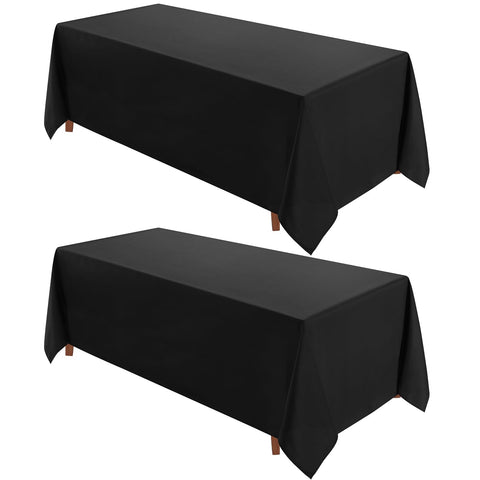 VidaFete front view of 2-pack black tablecloth set, neat professional look
