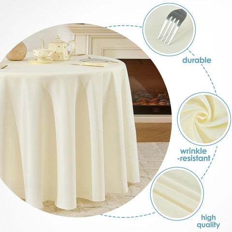 VidaFete tablecloth draped at wedding creates cohesive neutral backdrop for decor