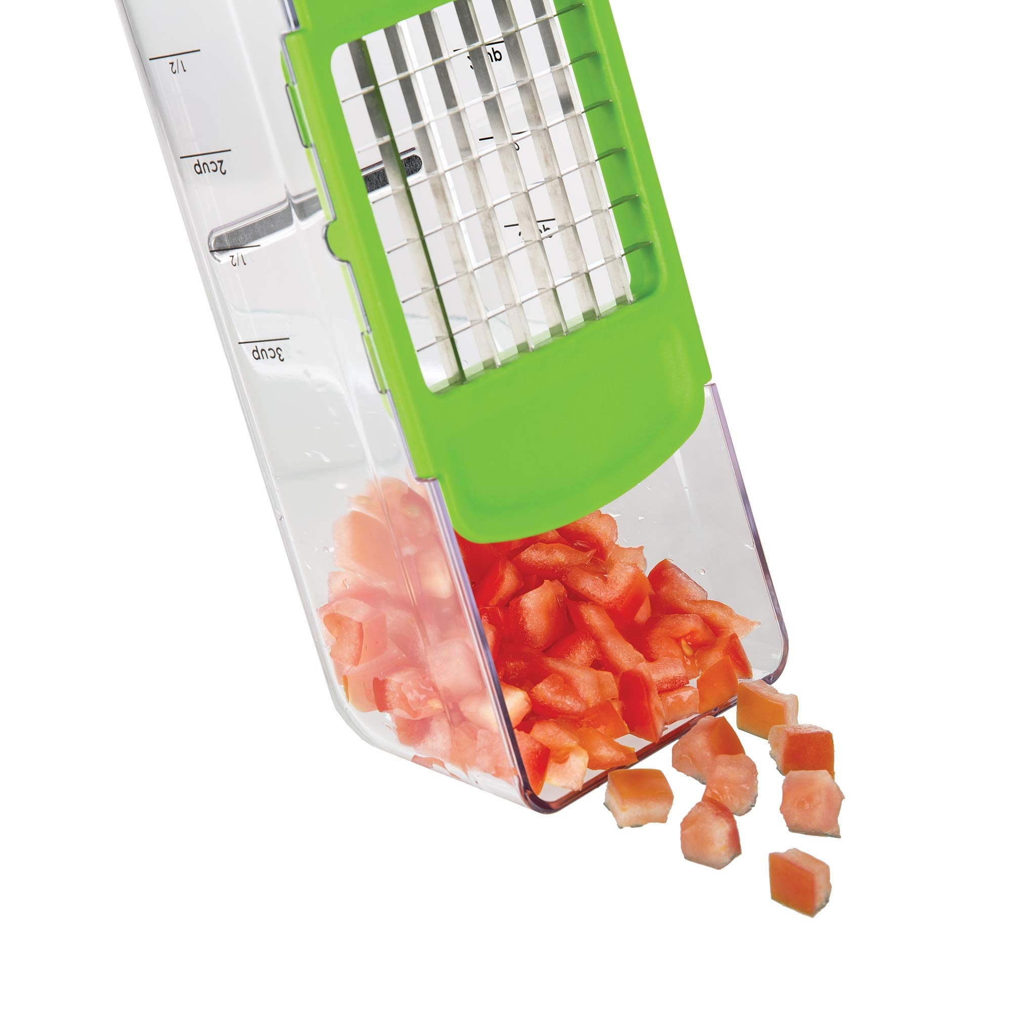 VIDALIA CHOP WIZARD lid open highlighting the new lift-off cleaning tab for easy maintenance