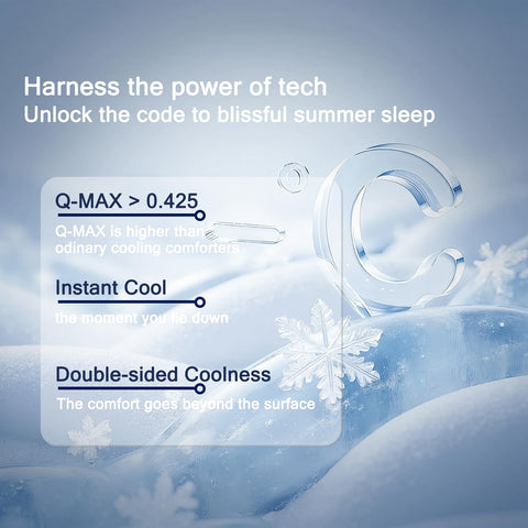 Vielit comforter laid on bed demonstrating cool surface and coverage