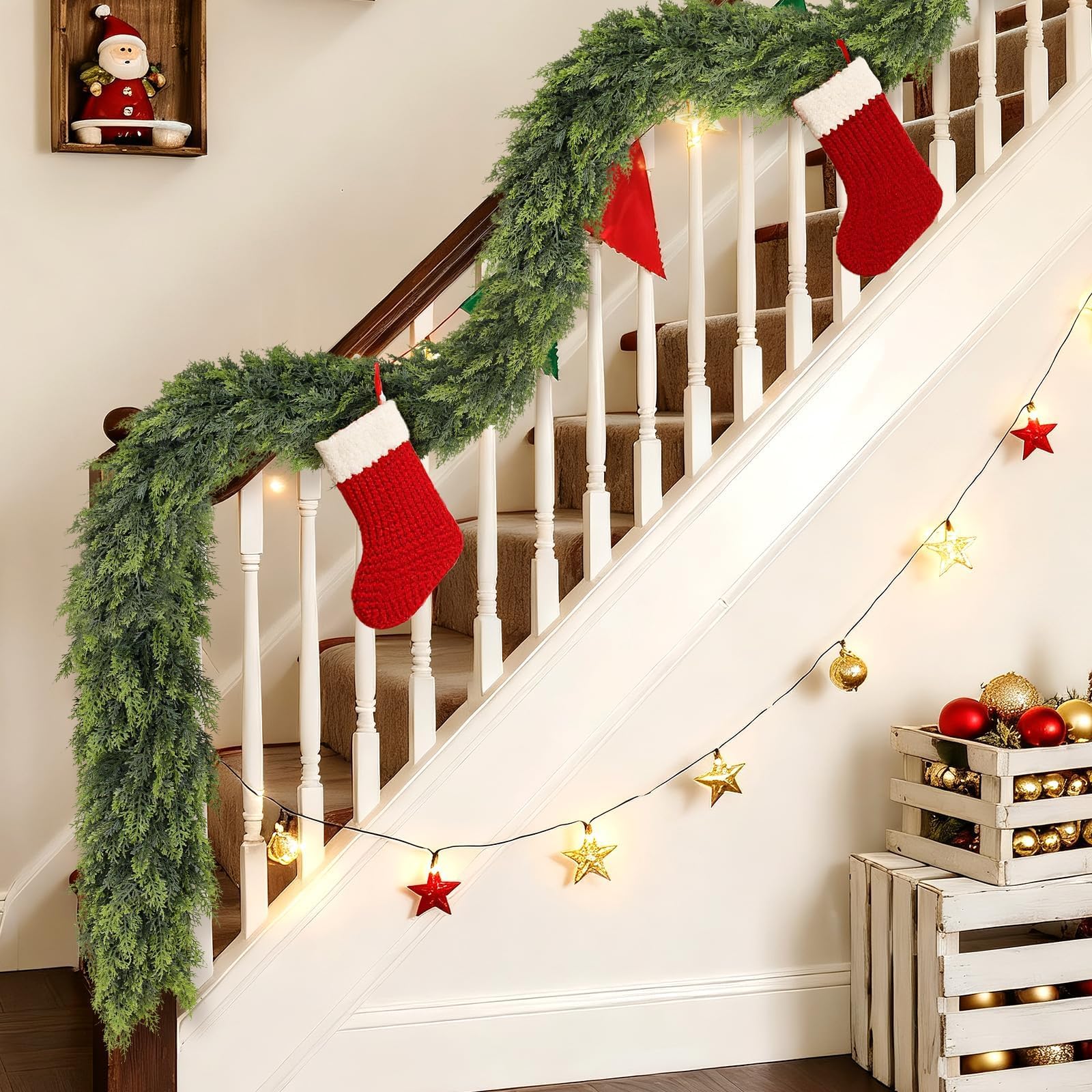 VIERENA wrapped around stair rail demonstrating easy installation and stability