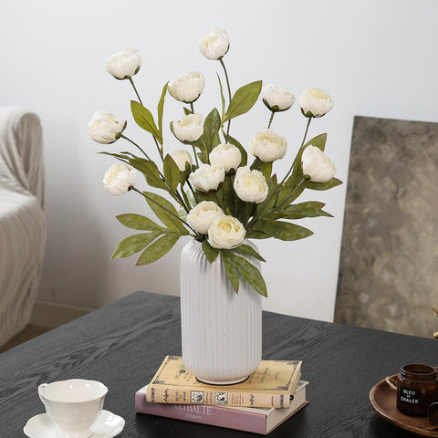 VIERENA peony stems styled in living room adding effortless daily decor