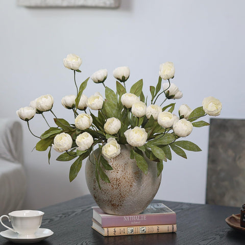 VIERENA peony stems beside ruler showing 27 inch length for sizing clarity