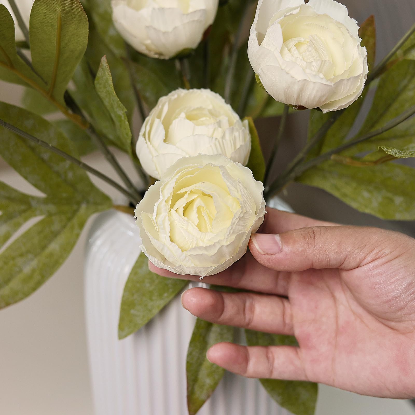 VIERENA peony centerpiece at reception showcasing reusable wedding florals