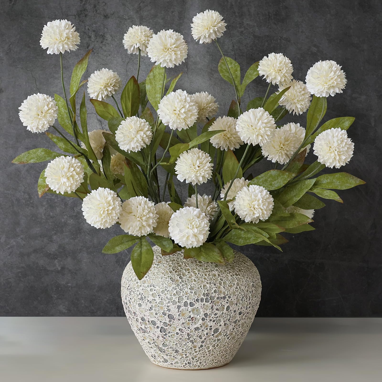 VIERENA front view of cream pompon mums showing full bouquet benefit
