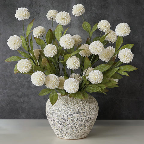 VIERENA front view of cream pompon mums showing full bouquet benefit