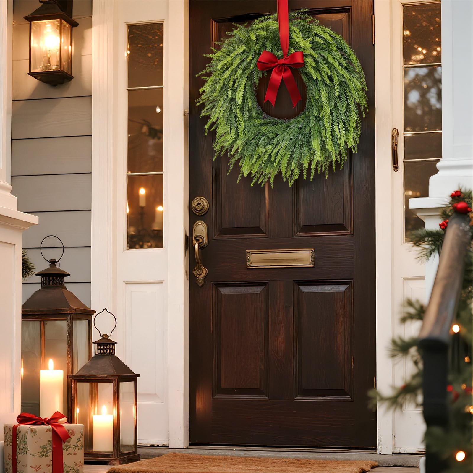 VIERENA over a living room mantel showing festive placement benefit