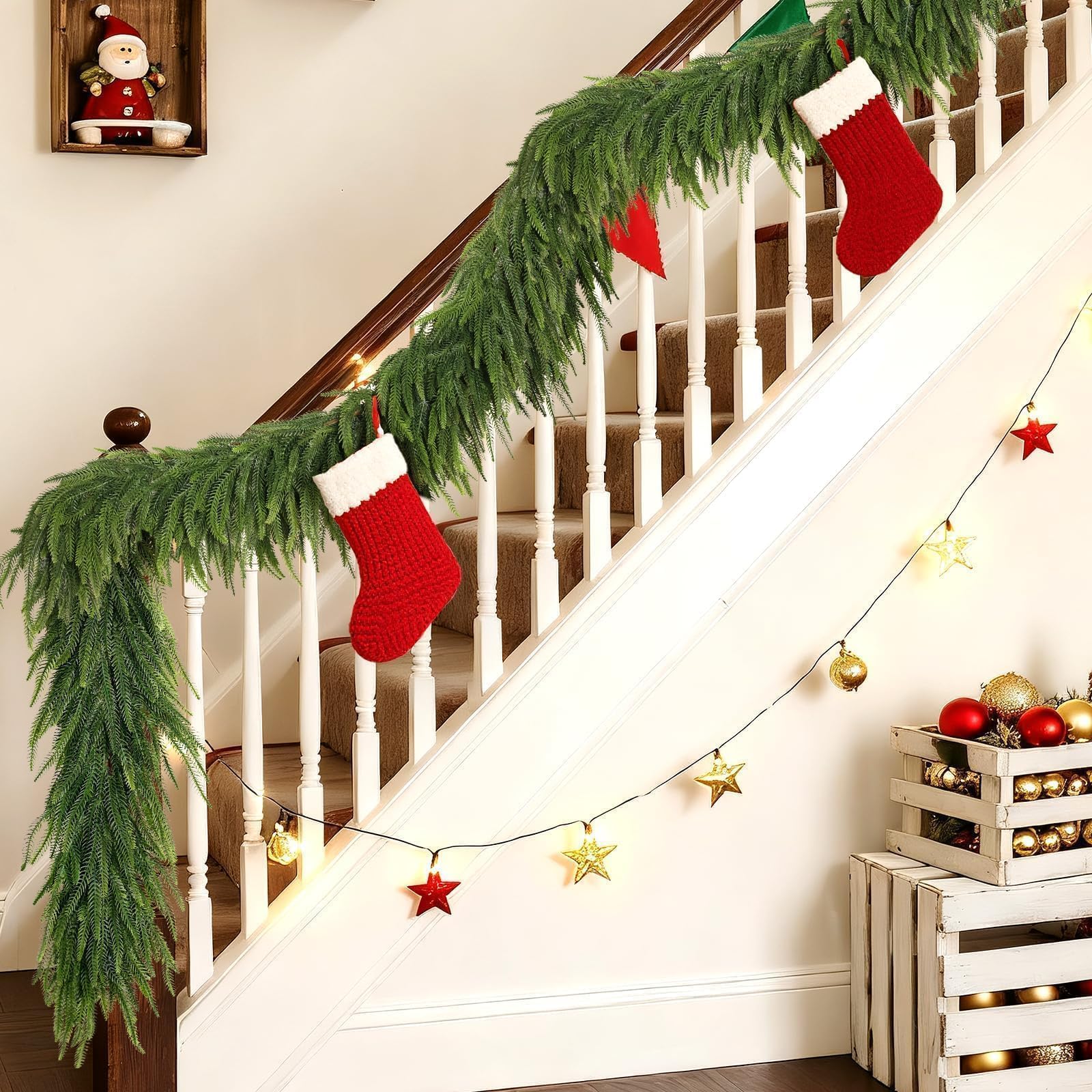 VIERENA garland on covered porch resisting light moisture for outdoor use benefit