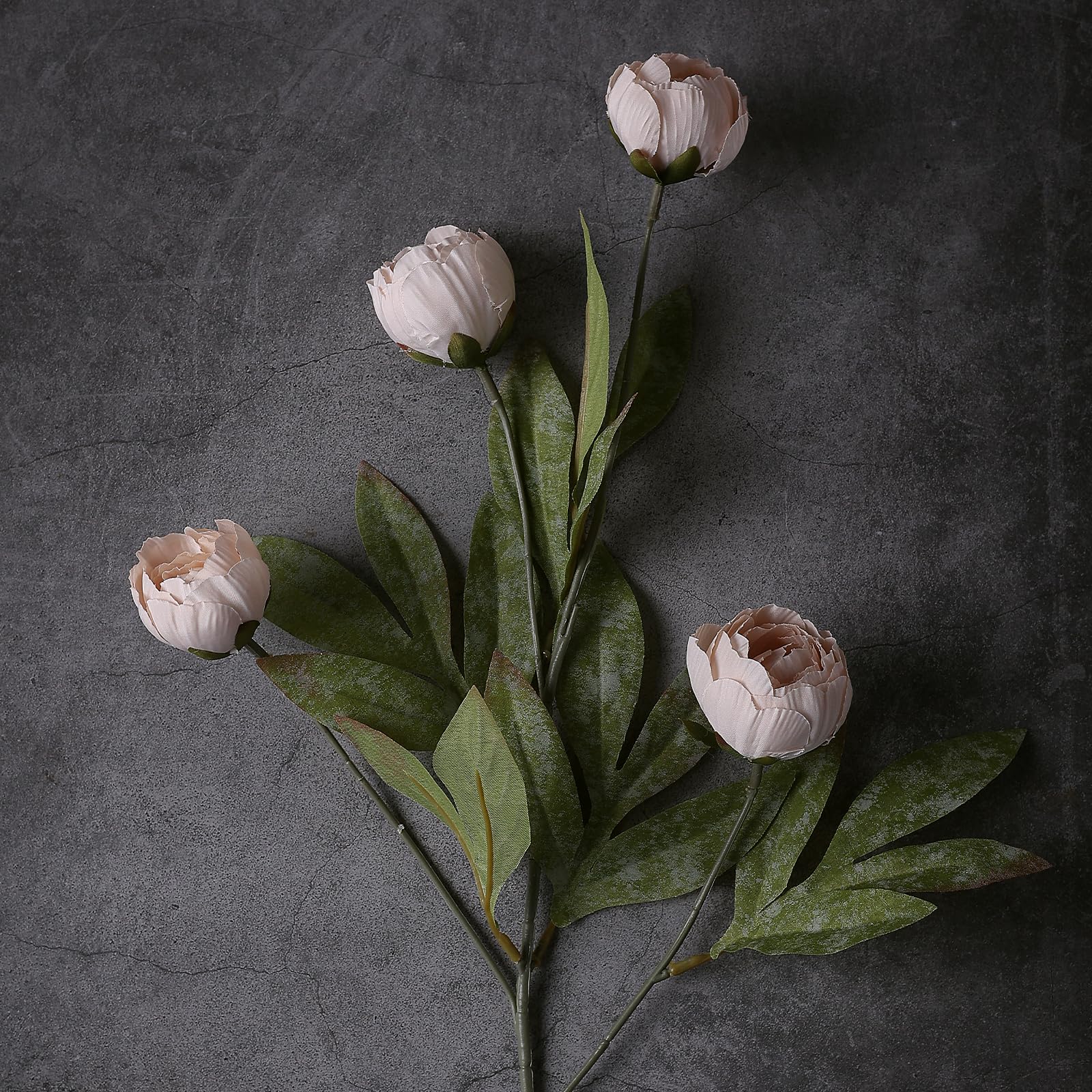 VIERENA close-up of silk peony petals, highlights realistic texture and durability