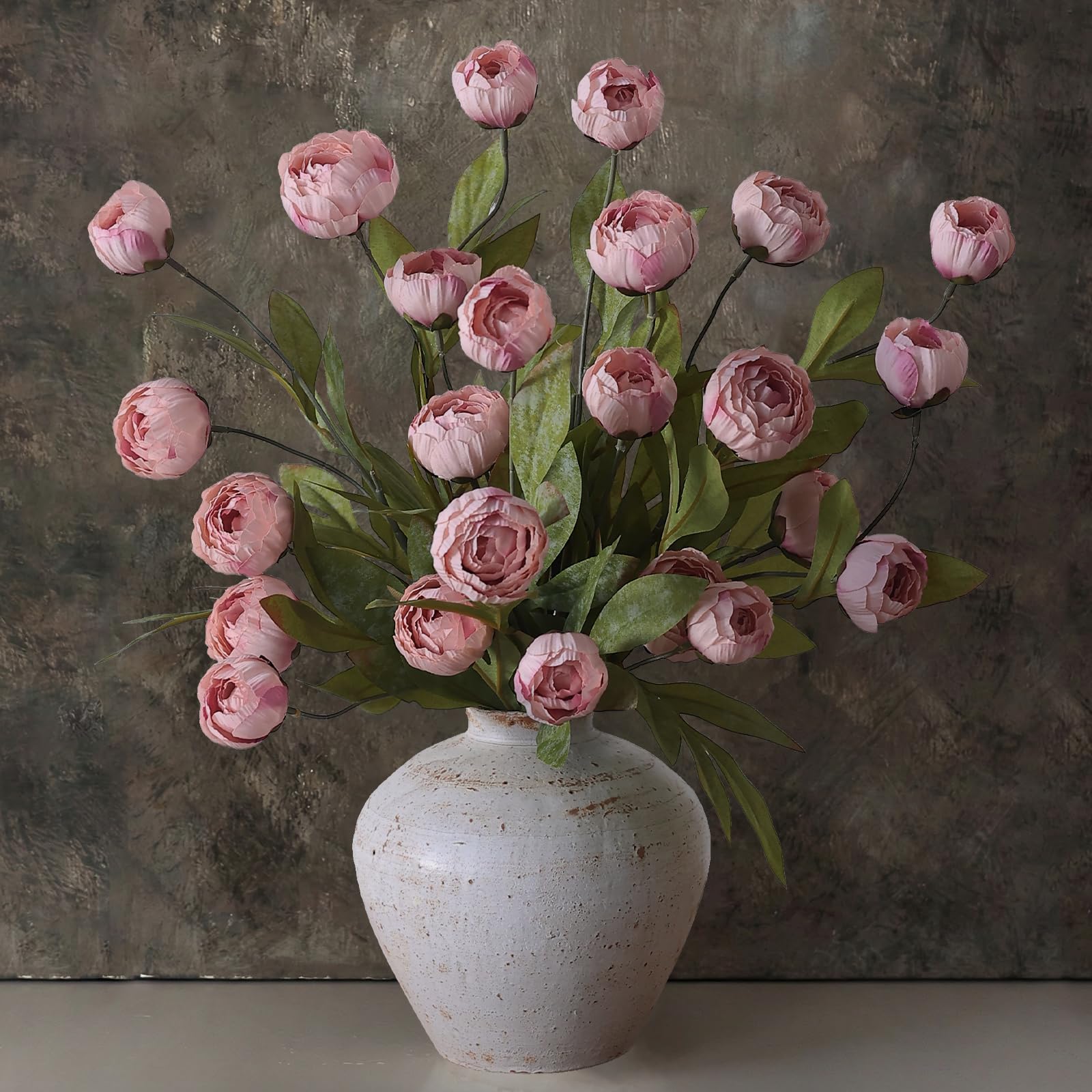 VIERENA peony front packaging showing six blush pink stems and clear benefit of full bundle