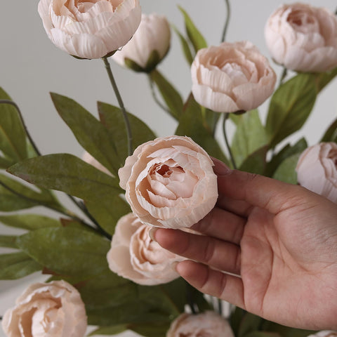 VIERENA peony centerpiece on dining table, offers lasting event styling benefit