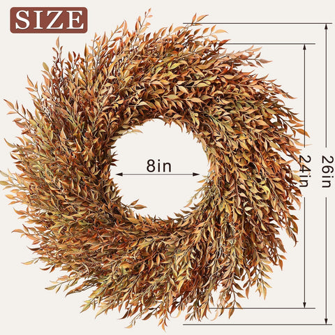 VIERENA wreath next to door knob showing 24–26 inch size scale