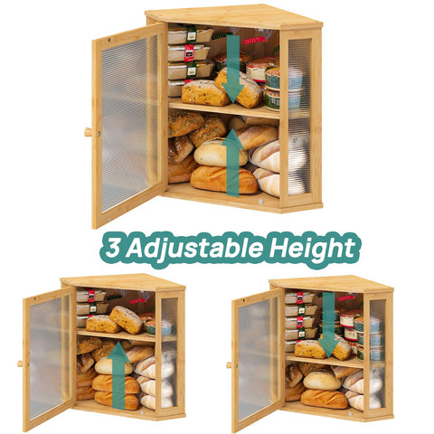 viewcare bread box bamboo grain closeup shows durable natural finish