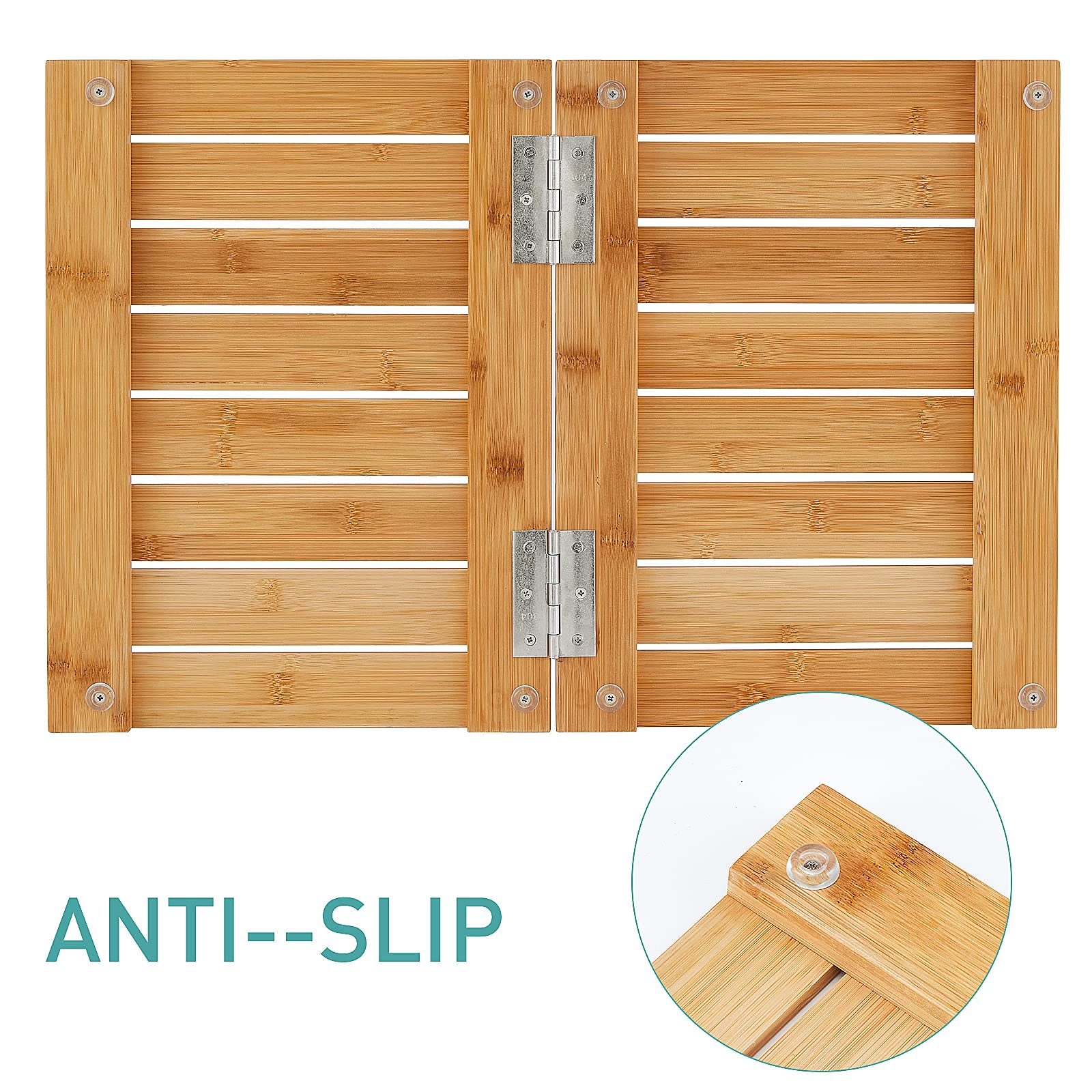viewcare mat supporting weight to show heavy-duty bamboo strength and 200 lb capacity