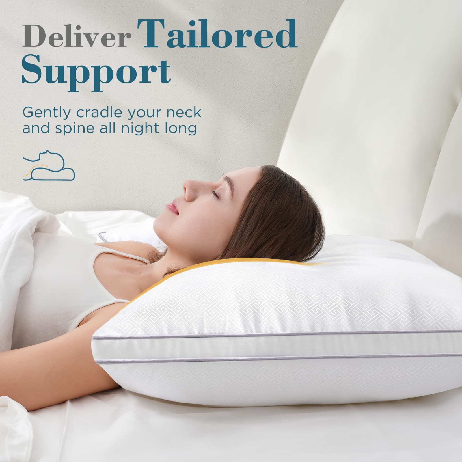 viewstar pillows styled on a made bed conveying hotel-like comfort