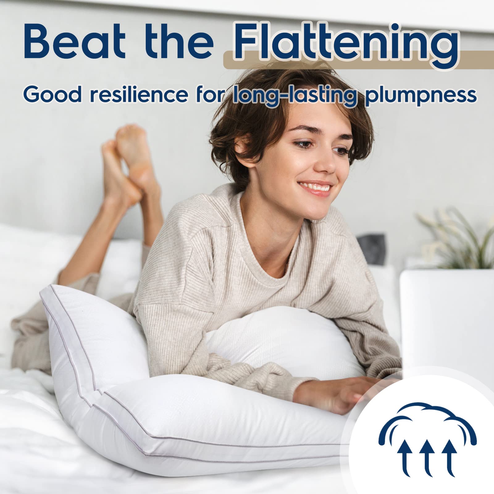 viewstar pillows styled on a made bed demonstrating comfortable hotel-like look