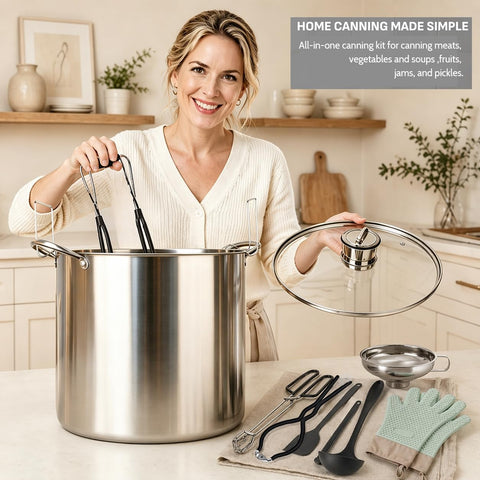 Vigamimn magnetic lid lifter and jar lifter shown removing hot lids safely