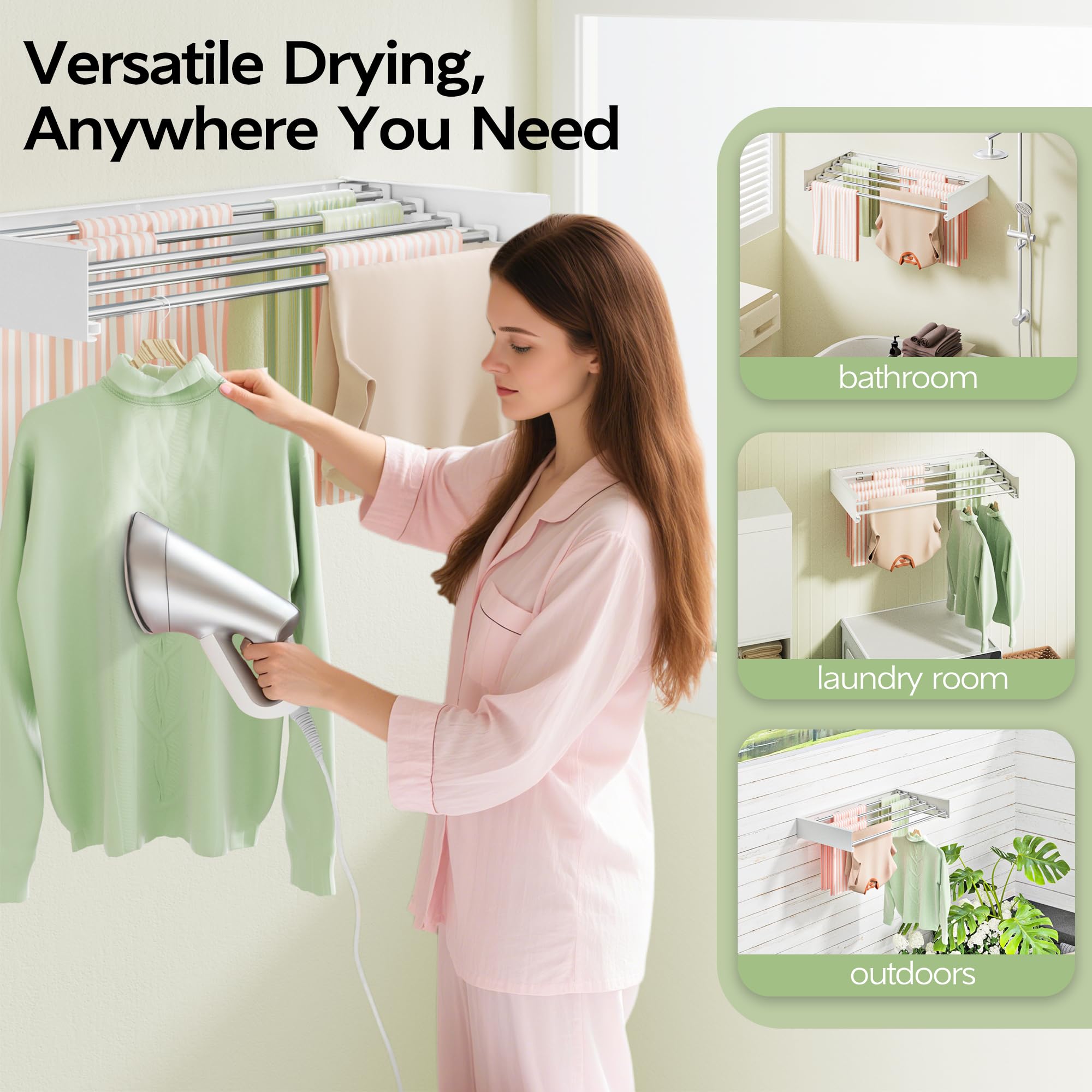 Vikaqi rack in use with towels and shirts demonstrating drying capacity