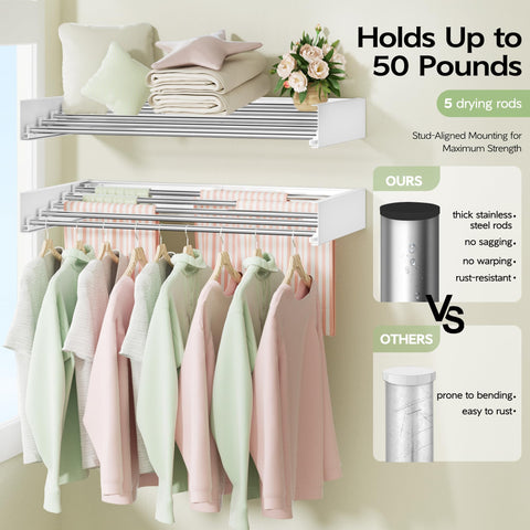 Vikaqi folded rack flat against wall saving floor space benefit