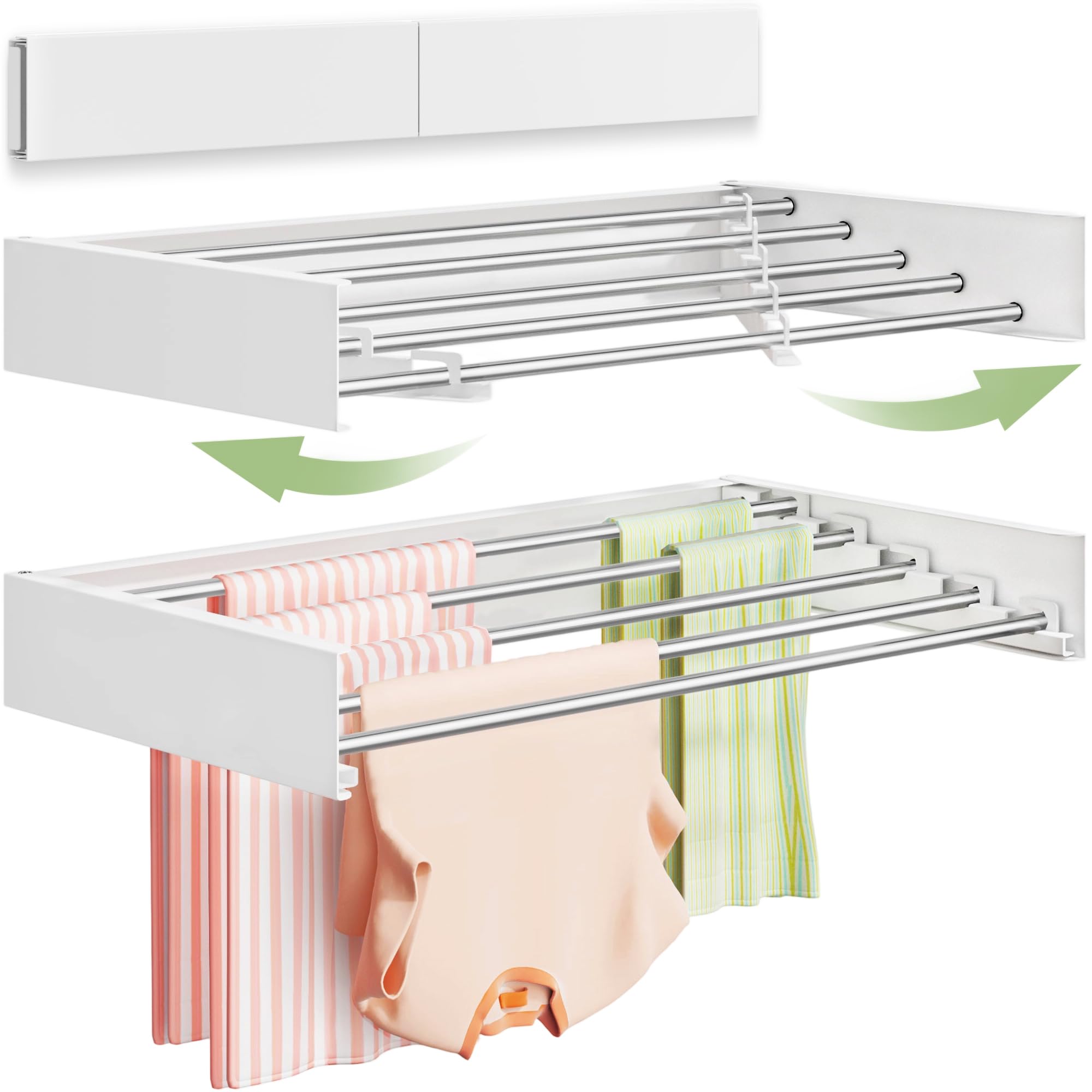 Vikaqi front view wall-mounted rack showing compact storage benefit