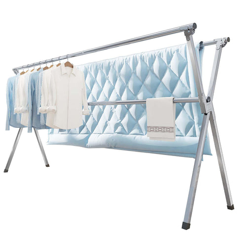 Vikaqi front view open drying rack showing full capacity and sturdy frame benefit