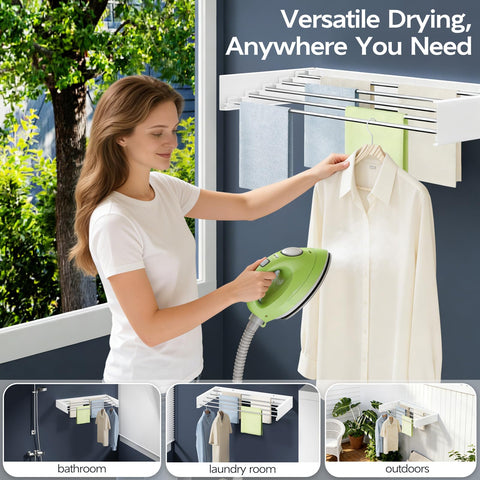 Vikaqi in use with shirts and towels illustrating increased drying capacity