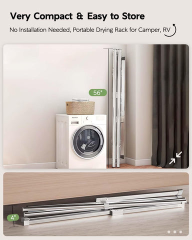 Vikaqi drying rack loaded with bed sheets demonstrating large capacity and even drying