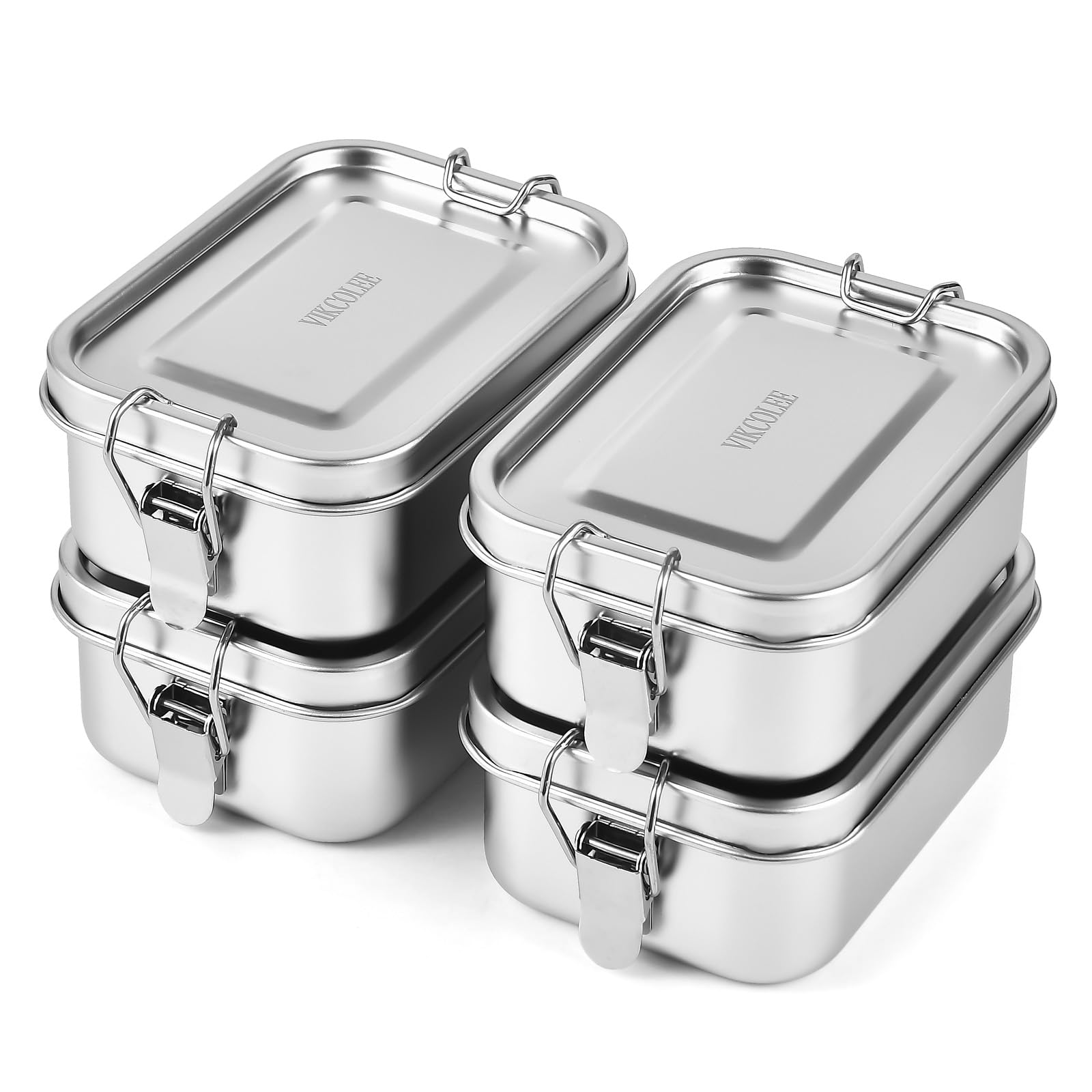 VIKCOLEE front view of four-piece stainless steel set showing compact design and durability