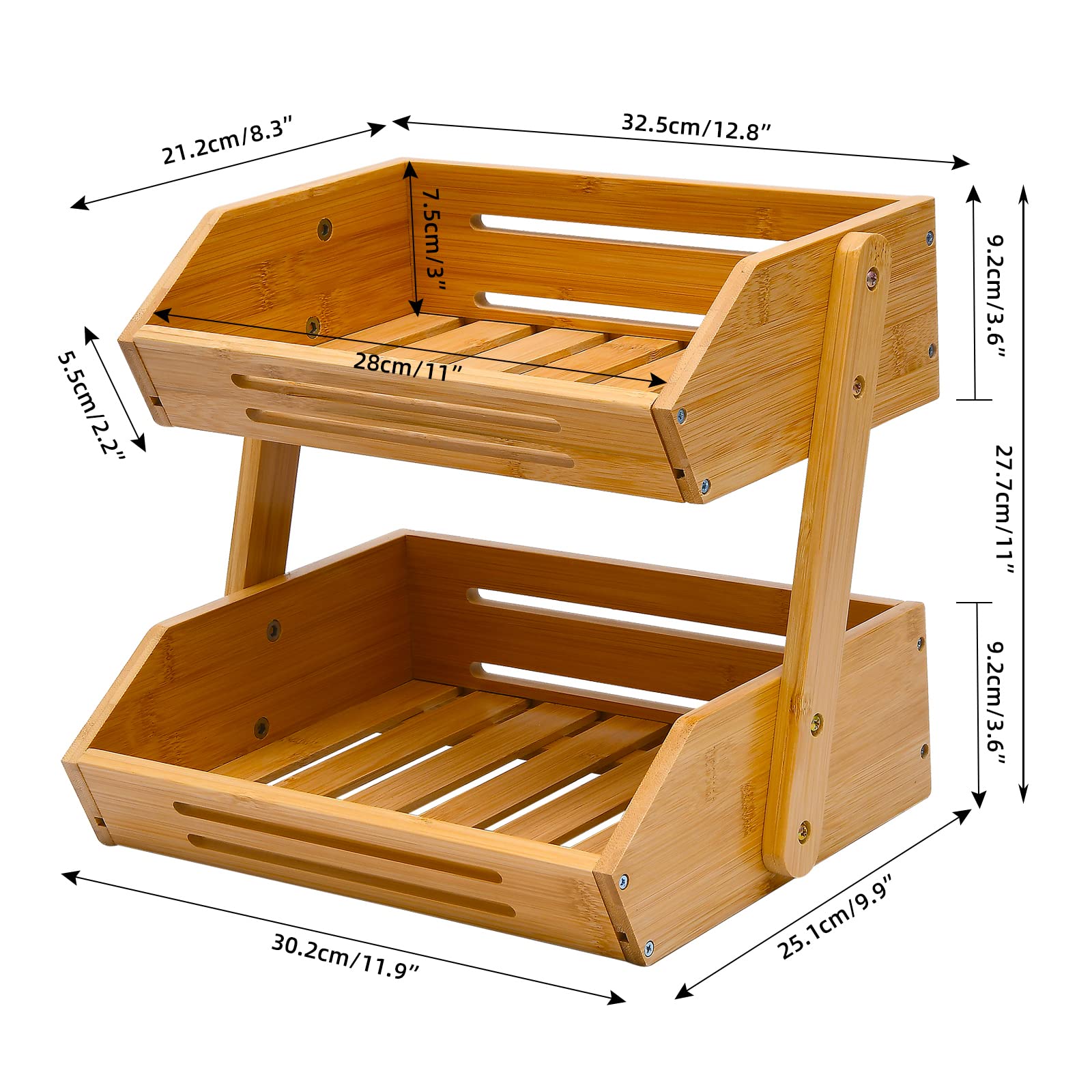 VIKEYHOME close-up of bamboo tier grain and joinery highlighting sturdy build benefit