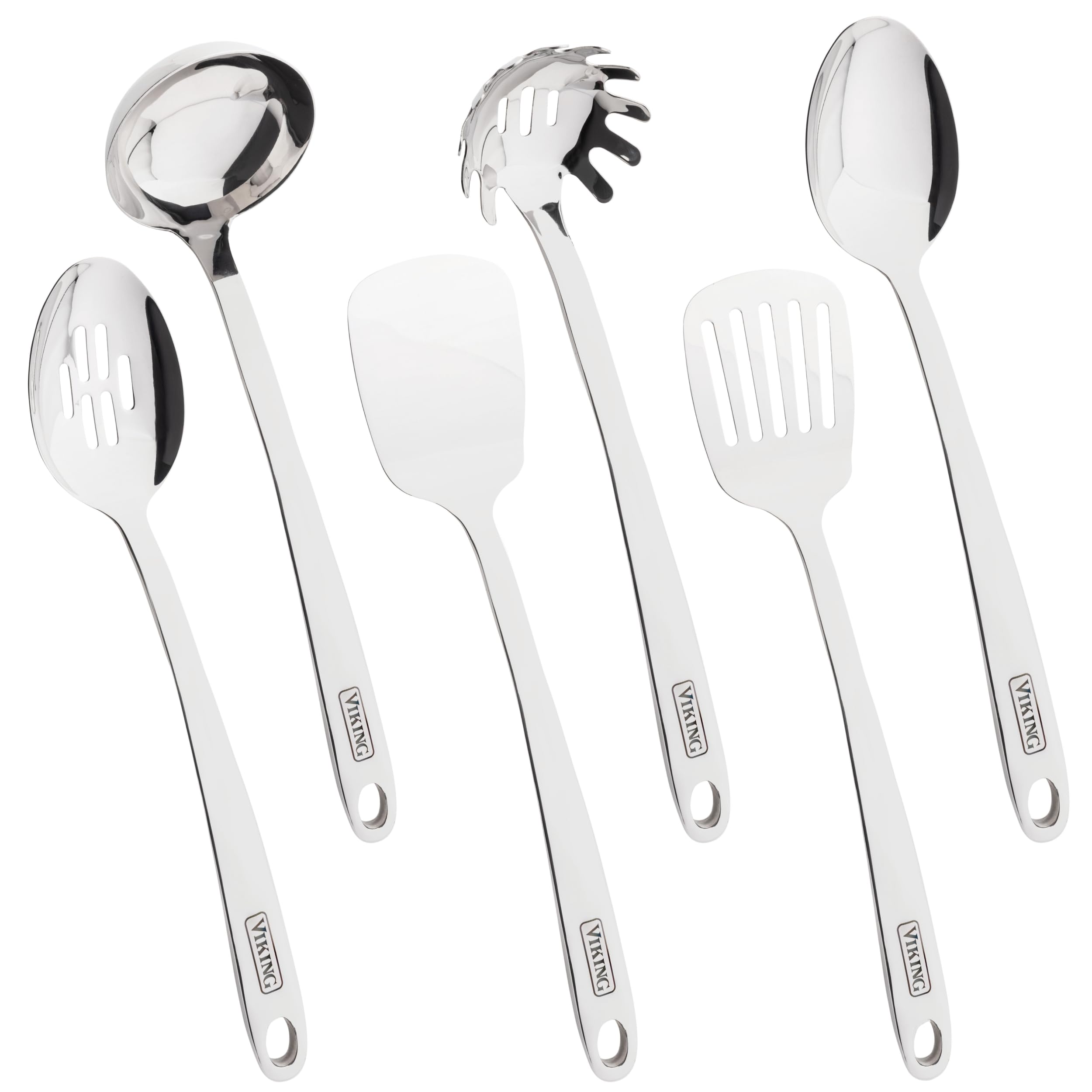 Viking front view of full 6-piece set showing organized utensils for versatile cooking