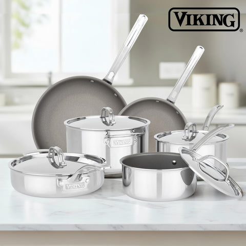 Viking cookware styled on countertop in modern kitchen to show everyday lifestyle use