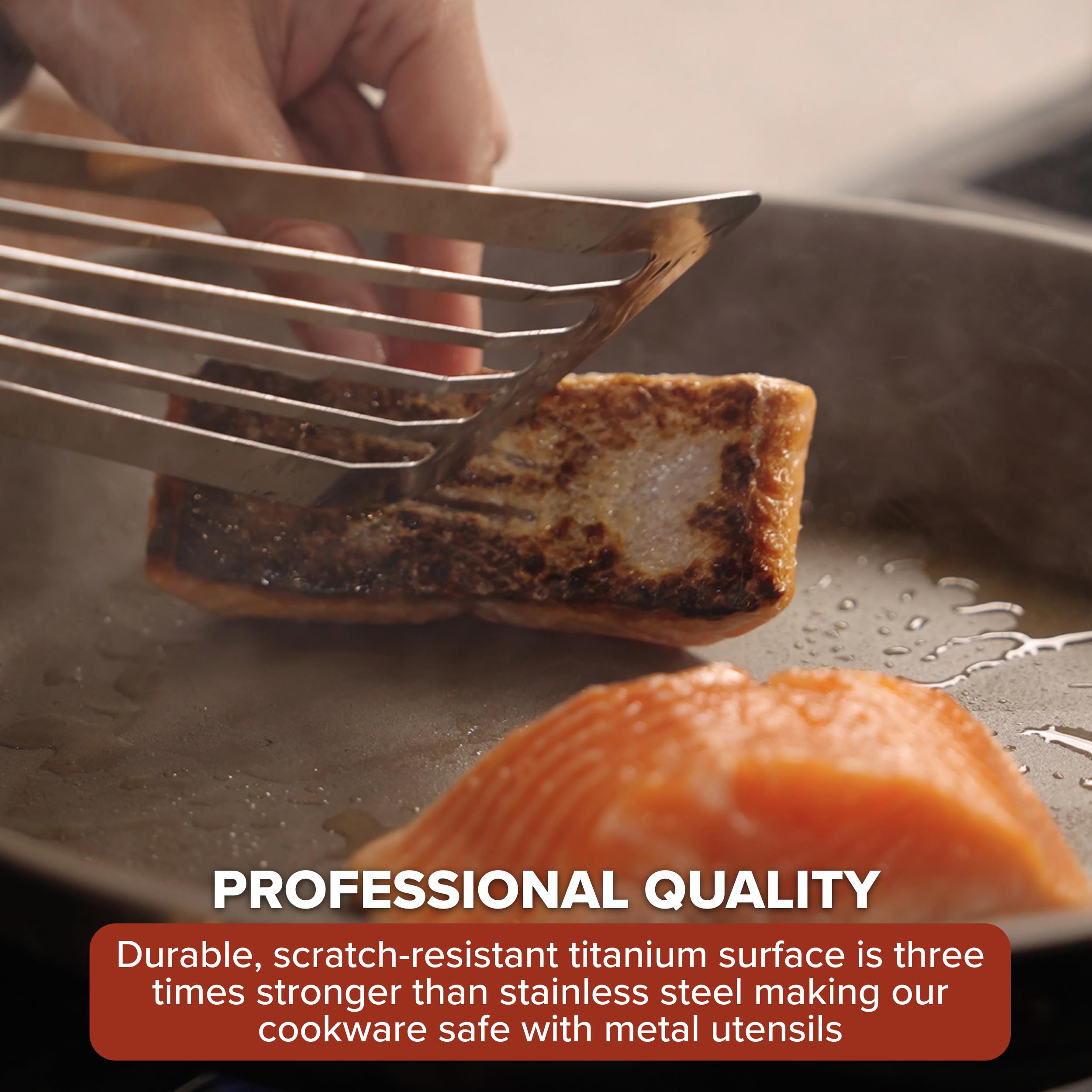 Viking skillet on induction cooktop demonstrating fast even heating and compatibility