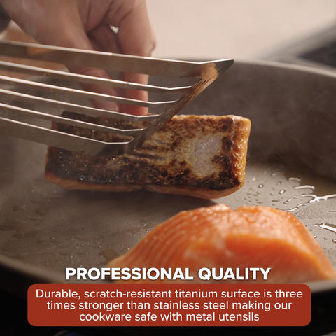 Viking skillet on induction cooktop demonstrating fast even heating and compatibility