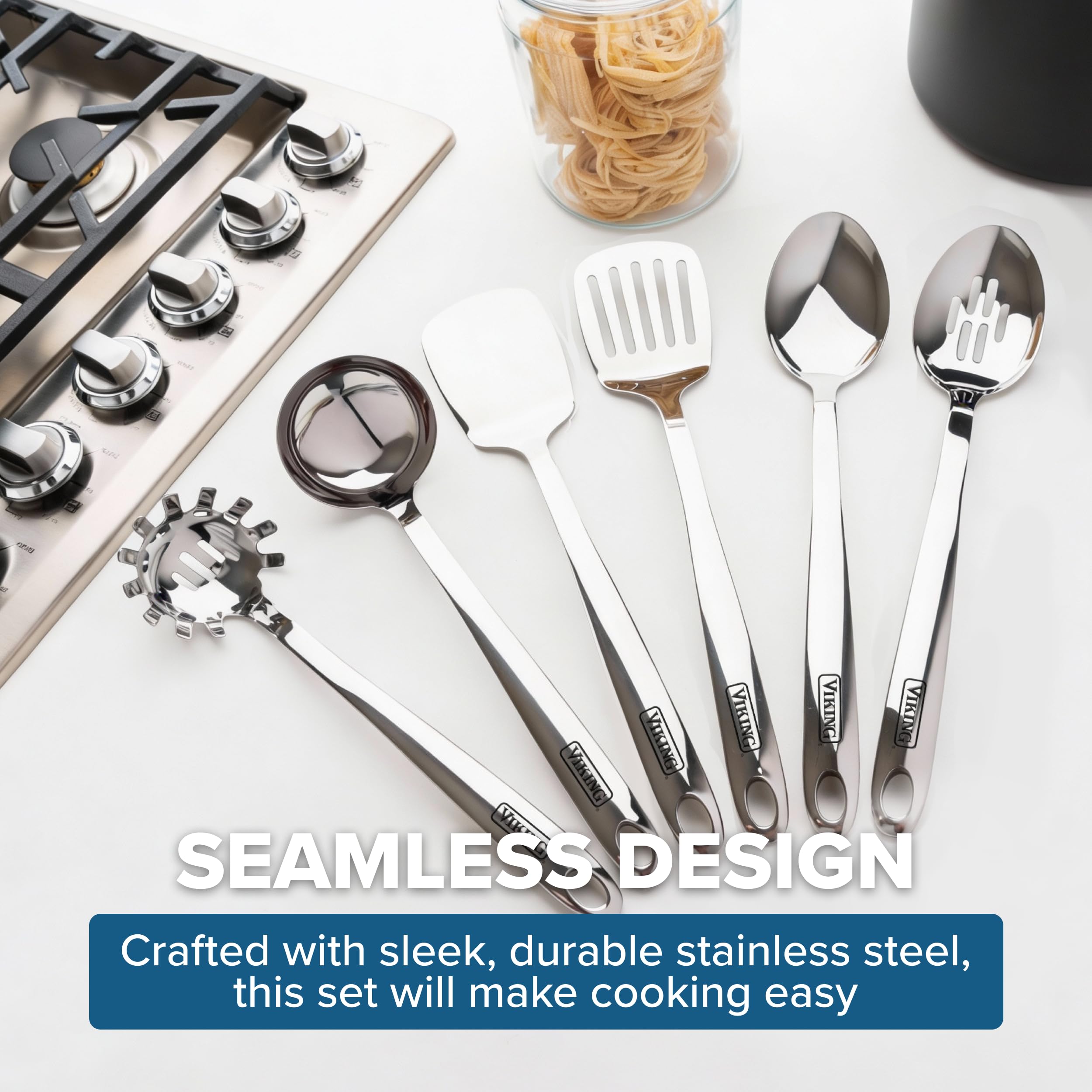 Viking utensils next to common kitchen items demonstrating compact size and scale
