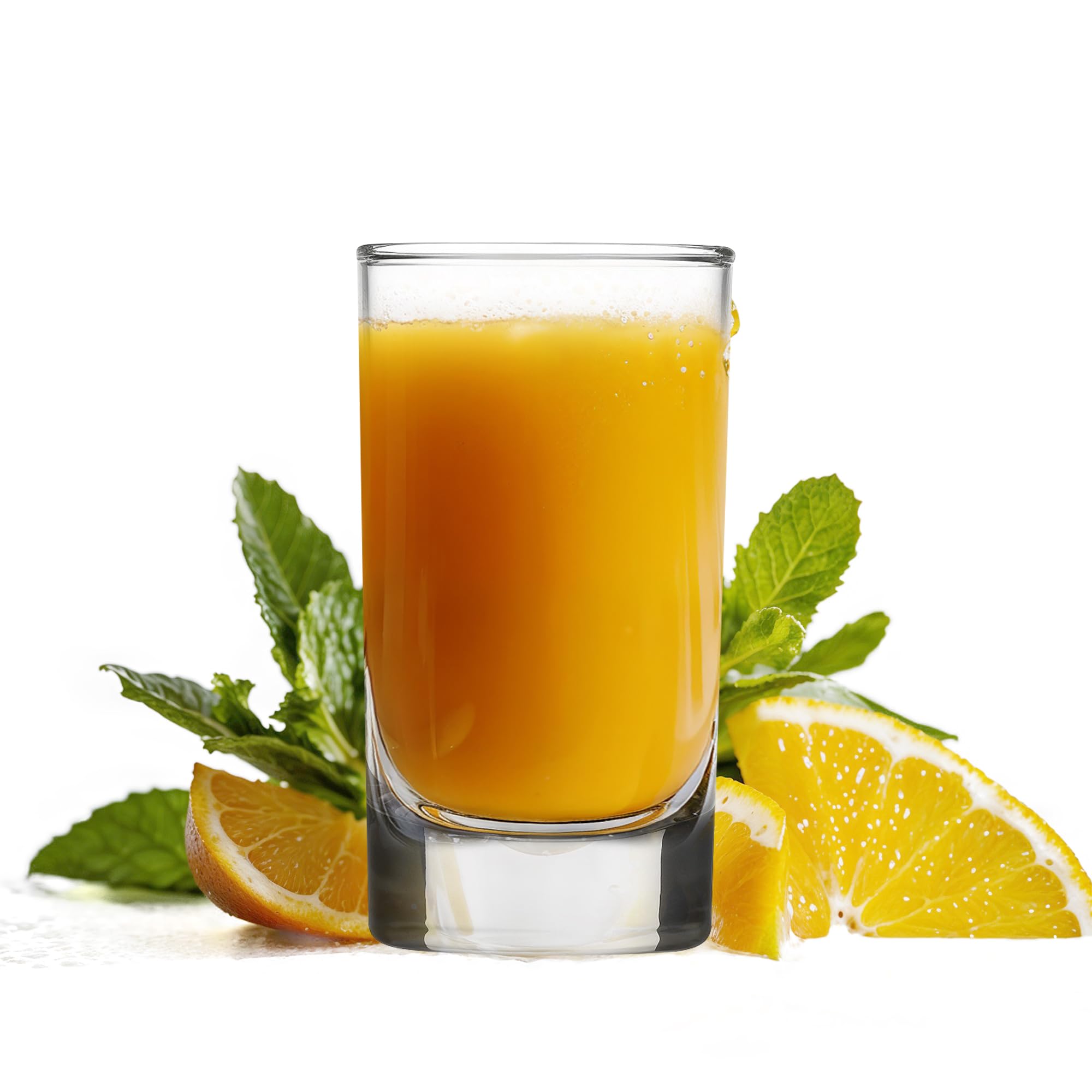 Vikko front view of six mini juice glasses showing classic design and storage benefit
