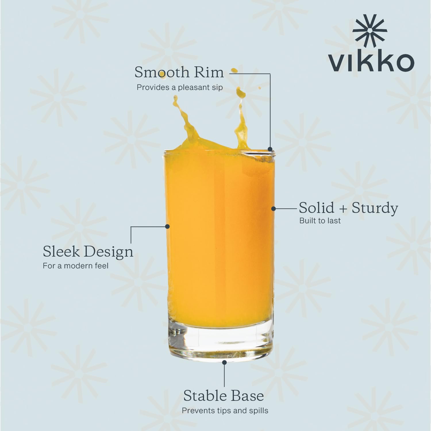 Vikko glass held in hand showing scale and easy grip for kids and adults