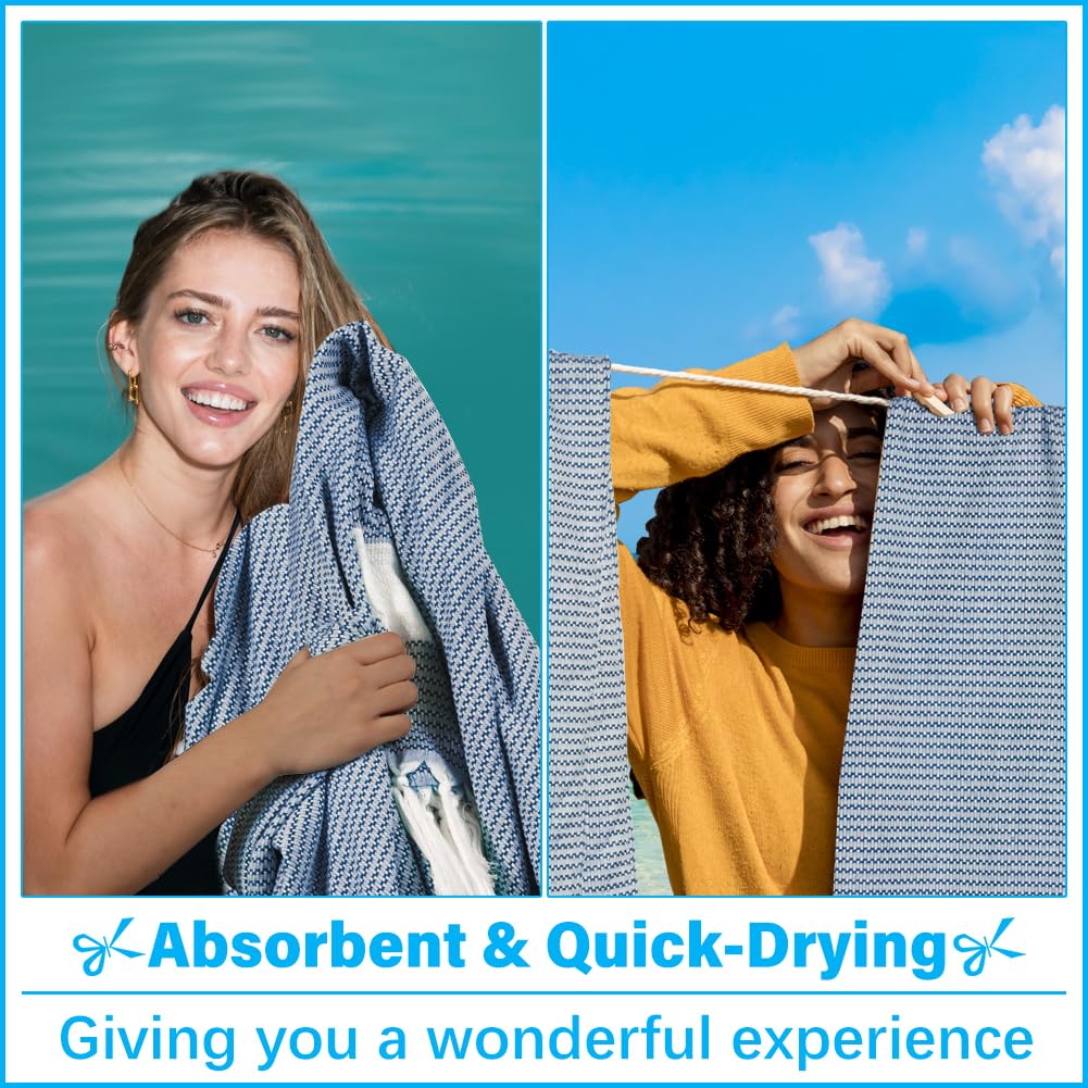Vikumond towel in use on sandy beach demonstrating sand resistance benefit