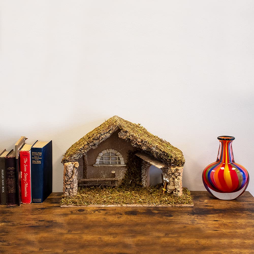 VILLAGE GIFT IMPORTERS stable arranged with Nativity figures benefit: easy scene arrangement