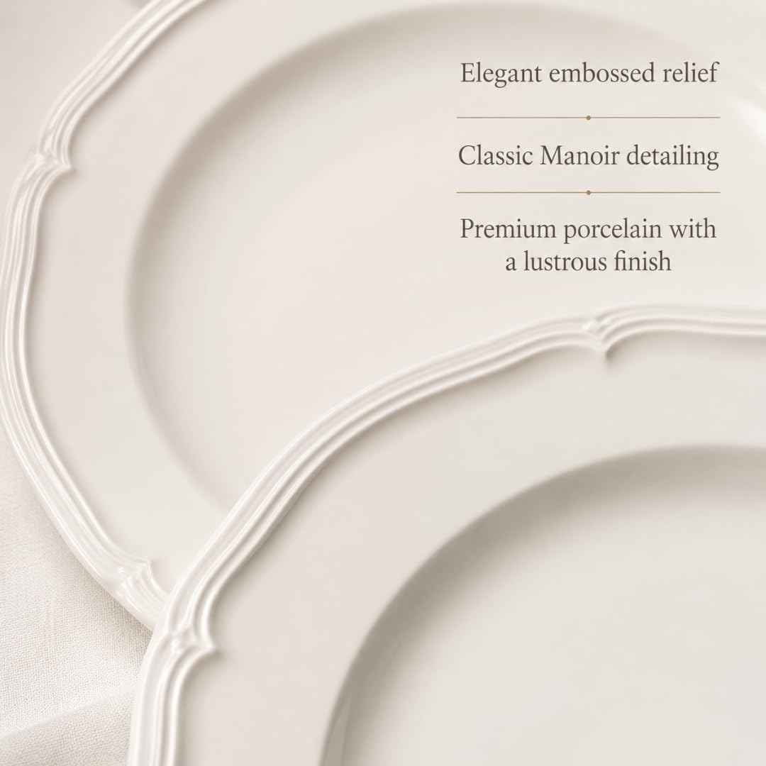 Villeroy & Boch stack of Manoir salad plates showing compact storage benefit